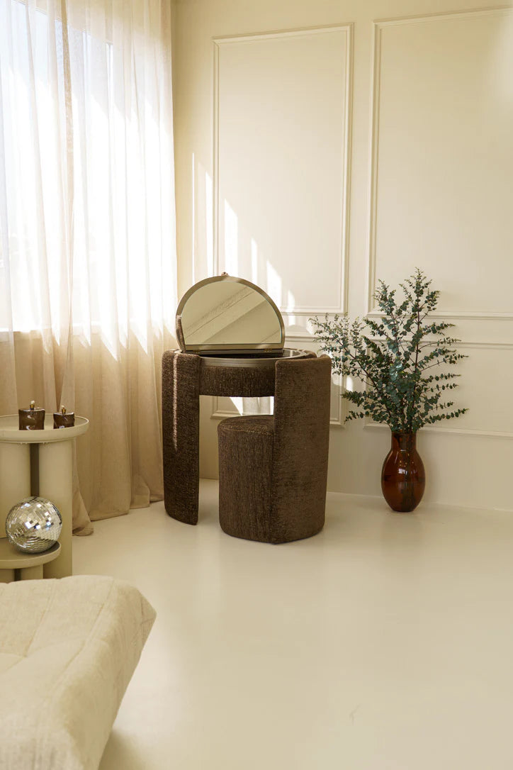 Coiffeuse ronde de luxe | Moka foncé