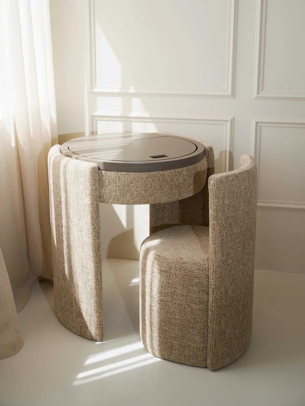 Coiffeuse ronde de luxe | Taupe