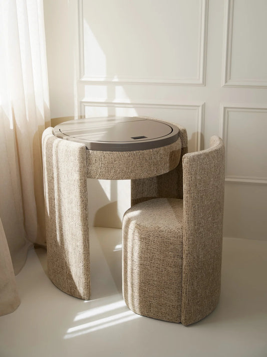 Coiffeuse ronde de luxe | Taupe