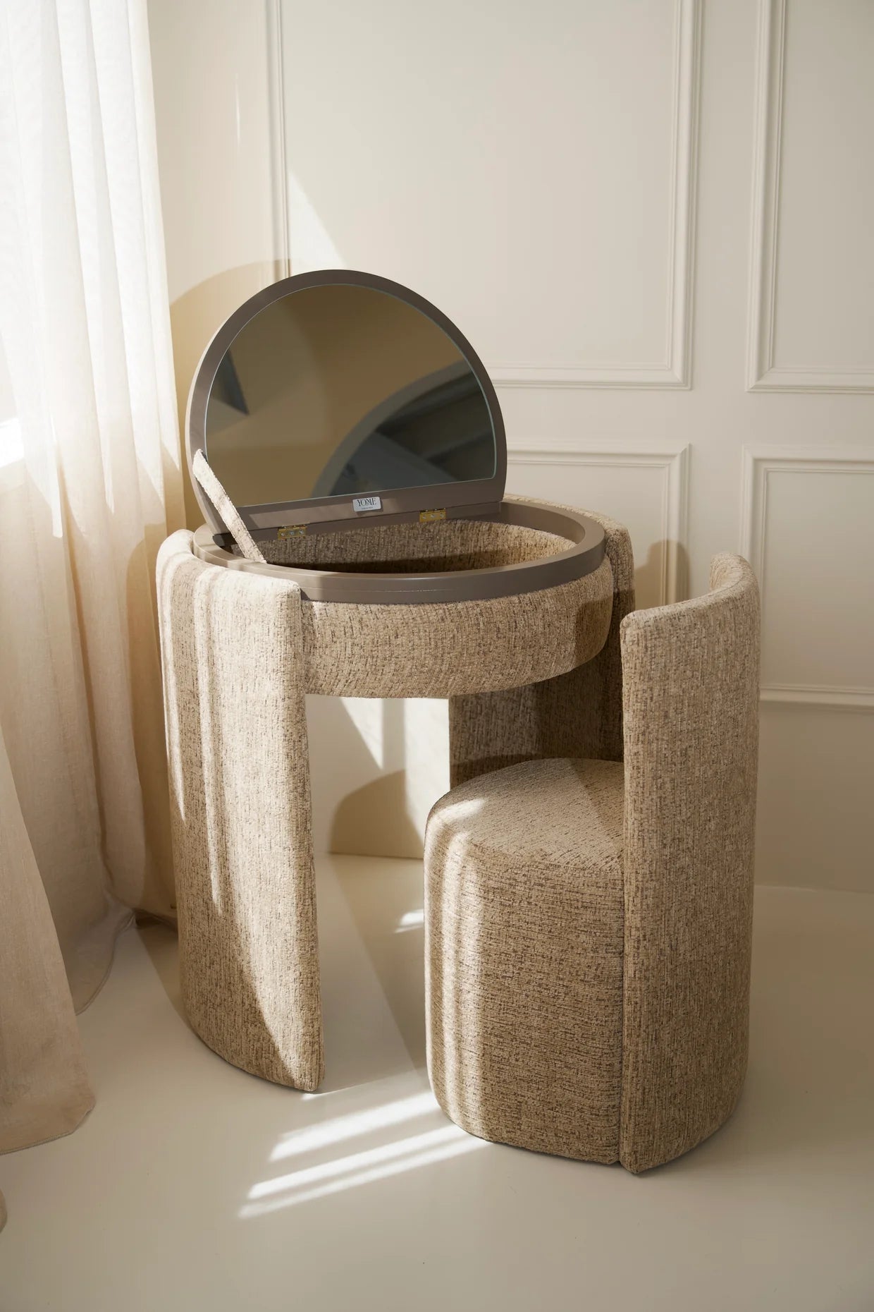 Coiffeuse ronde de luxe | Taupe