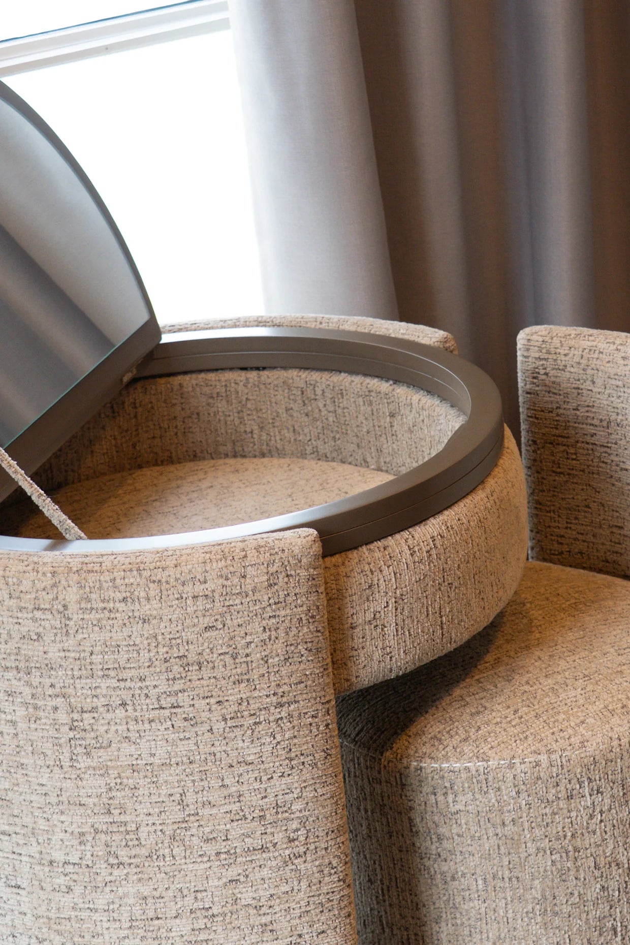 Coiffeuse ronde de luxe | Taupe