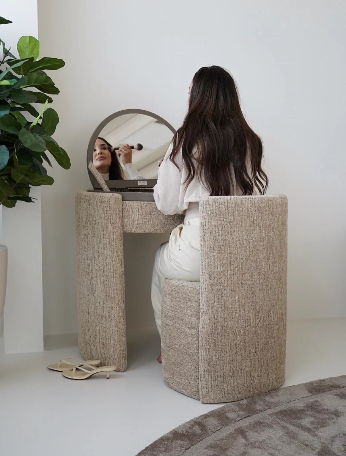 Coiffeuse ronde de luxe | Taupe