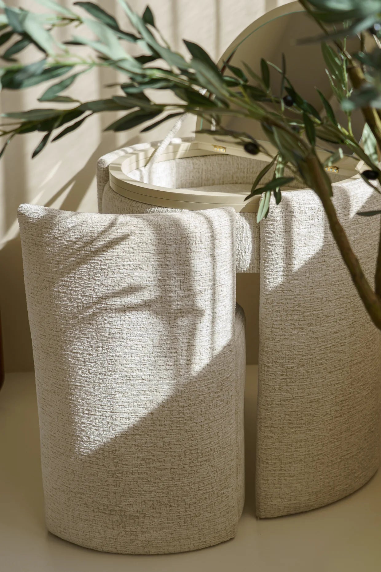 Coiffeuse ronde de luxe | Blanc cassé