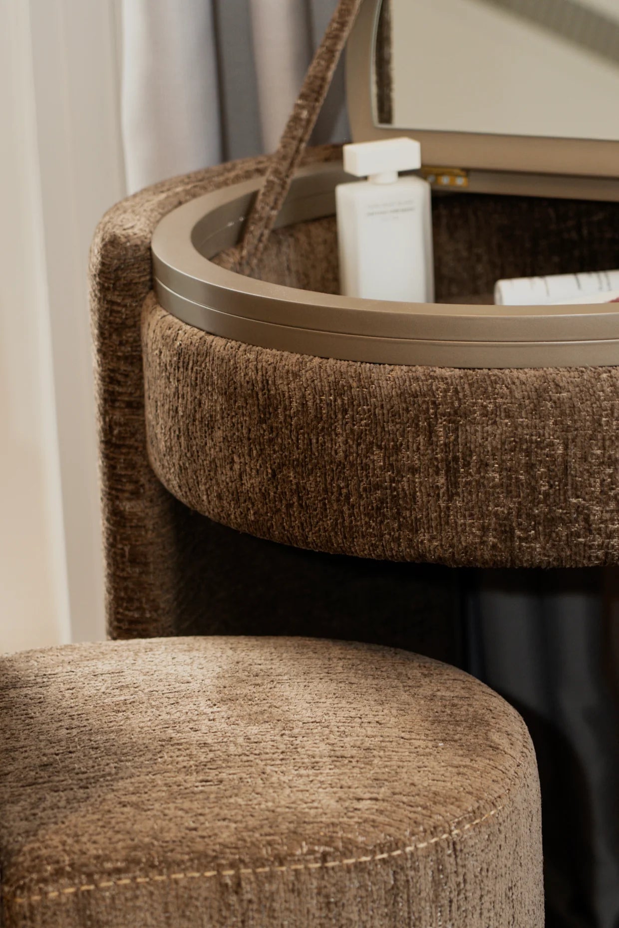 Coiffeuse ronde de luxe | Moka foncé