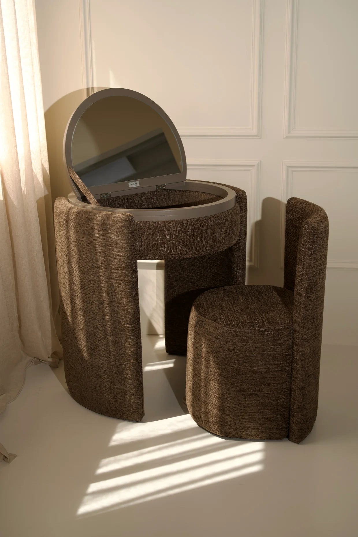 Coiffeuse ronde de luxe | Moka foncé