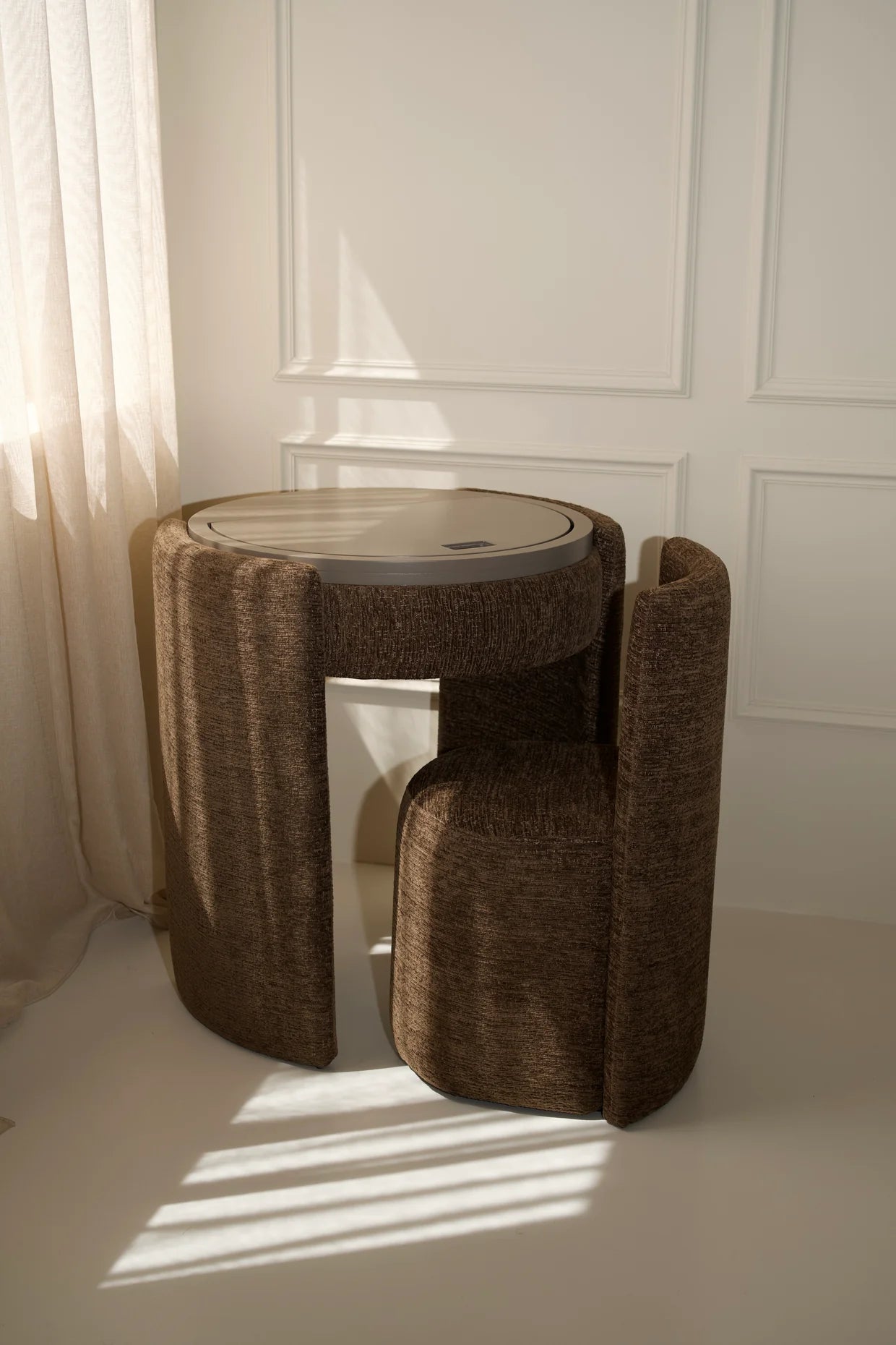 Coiffeuse ronde de luxe | Moka foncé