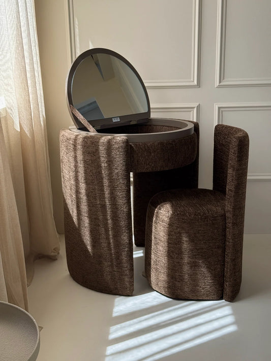 Coiffeuse ronde de luxe | Moka foncé